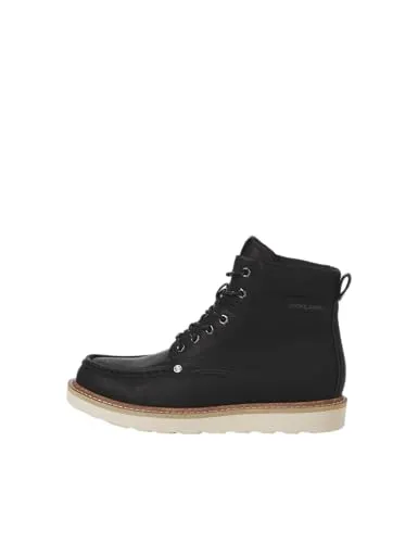 JACK & JONES Herren JFWARCHWAY PU MOC Boot Schnürstiefelette, Anthracite, 43 EU - Wanderschuhe mit elegantem Design, aus weichem, langlebigem Leder, das natürlich wasserabweisend ist – ideal für stilvolle Outdoor-Abenteuer.