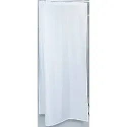 Textil Duschvorhang Weiss 180x180 cm mit Gardinenband und Haken Gardine Fenstervorhang