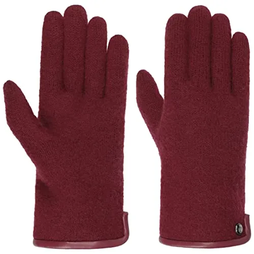 Roeckl Klassischer Damen Walkhandschuh aus Schurwolle - Rubinrot (490) - 16 cm (6) - Eleganter Walkhandschuh aus hochwertiger Schurwolle mit modischer Lederpaspelierung und praktischem Seitenschlitz für einfachen Einstieg. Ideal für kalte Tage, warm und strapazierfähig.