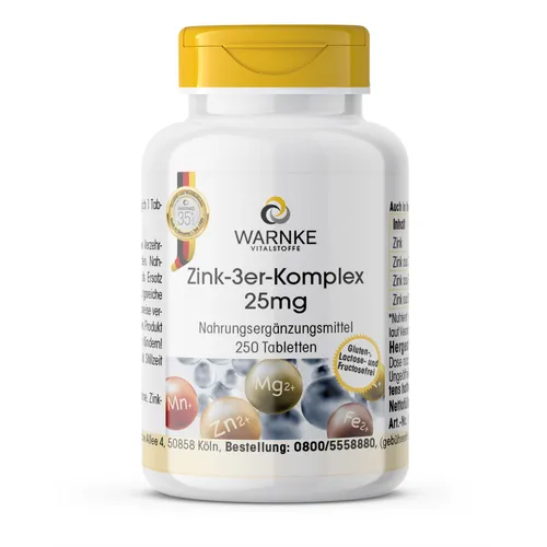 Warnke Vitalstoffe | Zink-3er-Komplex 25mg