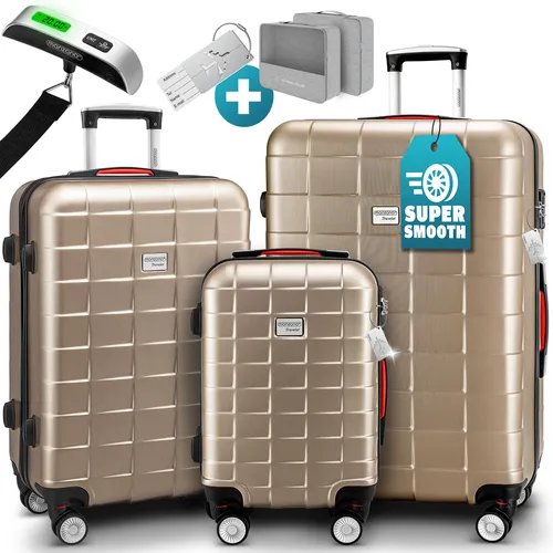 monzana Kofferset mit Zwillingsrollen und TSA Schloss in gold von Deuba