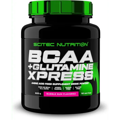 Scitec Nutrition BCAA + Glutamine Xpress (600 g, Kaugummi) - Sportnahrung mit 5 g 2:1:1 BCAA und 5 g Glutamin pro Portion, zuckerfrei und glutenfrei, ideal zur Auffüllung der Aminosäurespeicher während oder nach dem Training.