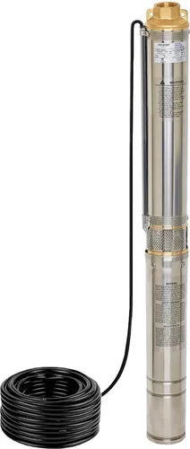 CHM GmbH® Tiefbrunnenpumpe 3,5 Zoll - 750 Watt, 4800 L/h - Wasserpumpen mit 750 Watt, 4800 L/h und 6,1 Bar Druck. Ideal für Brunnen ab 95 mm Durchmesser, sandresistent und mit integriertem Rückschlagventil für zuverlässige Leistung.