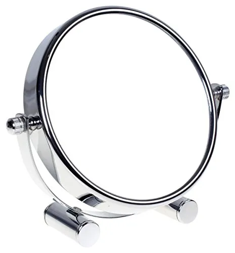 HIMRY Designed Kosmetik Spiegel/Kosmetikspiegel, 360° drehbar. zweiseitig: normal und 5 - Fach Vergrößerung. Standspiegel, Rasierspiegel, Badezimmerspiegel. verchromten, KXD3104-5x