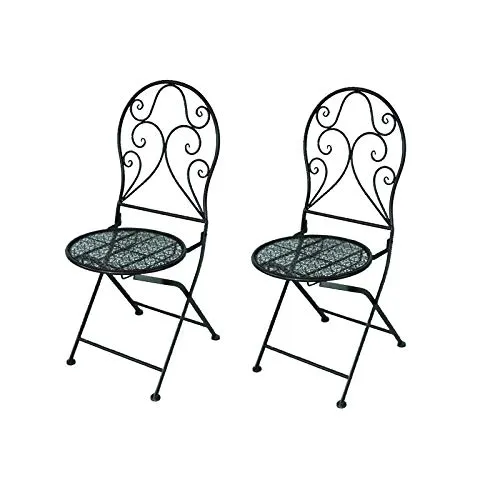 HTI-Line Gartenstuhl Lani 2er-Set Braun - Nostalgischer Klappstuhl aus Metall für Balkon und Garten, verziert mit filigranen Ornamenten. Perfekt für romantische Sitzgruppen, Tisch separat bestellbar.