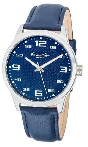 Eichmüller Quarzuhr RE1136 - Sportliche Herrenuhr Silberfarben/Blau 40 mm - Armbanduhren mit elegantem Design und robustem Metallgehäuse, ideal für den täglichen Gebrauch und besondere Anlässe. Spritzwassergeschützt und mit nachleuchtenden Zeigern für optimale Sicht.