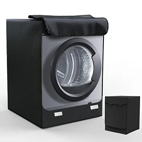 LEESITEC Abdeckung für Waschmaschine Innenbereich, Wasserdicht Schützhülle für Waschmaschine und Trockner, Abdeckung mit Öffnungen vorne schwarz (XL 60 x 64 x 85 cm)