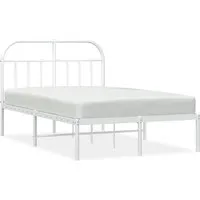 Bettgestell mit Kopfteil Metall Weiß 120x190 cm - Stilvolles Bettgestell aus pulverbeschichtetem Stahl, robust und stabil. Mit zusätzlichem Stauraum und hervorragender Rückenunterstützung - ideal für dein Schlafzimmer.