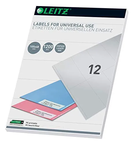 Leitz PC-beschriftbare Universal Etiketten 105 x 48 mm, Weiß, 61760001
