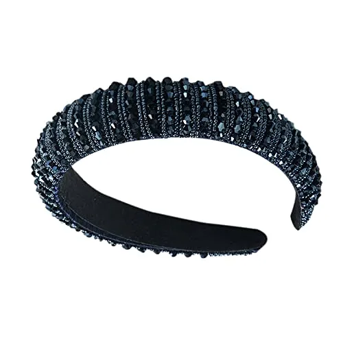 1Pcs Strass Stirnbänder Glitter gepolstertes Haar Zubehör Kristall verschönert Perlen Haar Bands breite Kopfbedeckung für Frauen Mädchen