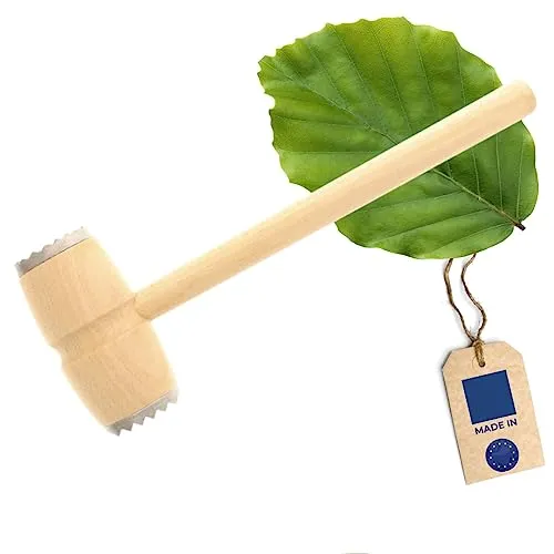 HOFMEISTER® Fleischhammer, mit Metall, Naturprodukt, 28,5 cm, plastikfrei, langlebiger Fleischklopfer klopft jedes Schnitzel weich, massiver Fleischklopfer, Schnitzelklopfer
