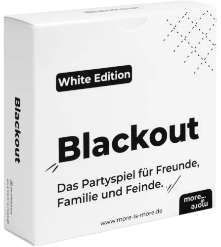 more is more Blackout - White Edition | - das Partyspiel für Freunde, Familie und Feinde - Perfekt für jeden Spieleabend mit Freunden - Kartenspiel für JGA, WG Party, für Silvester oder als Geschenk