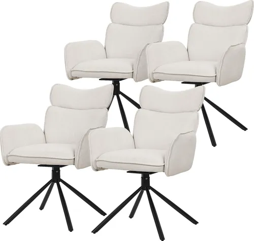 Beige 4er Set Esszimmerstuhl mit 360° Drehfunktion