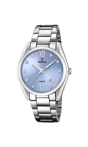 Festina Damen Analog Quarz Uhr F16790/B - Elegante Armbanduhr aus Edelstahl mit 37 mm Durchmesser, präzisem Quarzwerk und stilvollem hellblauen Zifferblatt. Ideal für Damen, die zeitlose Eleganz schätzen.
