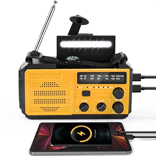 MILFECH 8000mAh Solar Radio: Tragbares Kurbelradio für Notfälle - Hifi & Audio - Das leistungsstarke 8000mAh Solar Radio mit AM/FM Empfang, SOS Alarm und IPX3 Wasserschutz ist ideal für Camping und Outdoor-Aktivitäten.