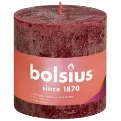 Bolsius Rustik Stumpenkerze Samtrot 100/100mm - Kerzen für stimmungsvolle Abende, 62 Brennstunden, aus 25% regionalem pflanzlichen Wachs, ohne Palmöl, für eine nachhaltige und gemütliche Atmosphäre.