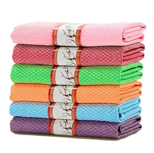 CYchen Moliwen 6er-Set Geschirrtücher, Microfaser Küchentücher Geschirrhandtücher, Baumwolle Geschirrtuch, Mikrofaser Reinigungstücher für die Reinigung von Haushalt, Küche und Auto (30x40cm)
