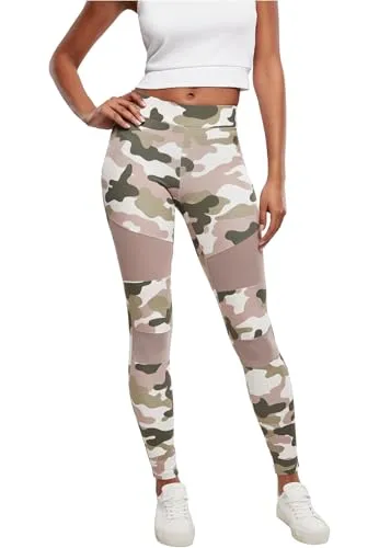 Urban Classics Ladies Camo Tech Mesh Leggings, duskrose camo, XXL