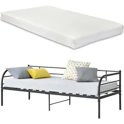 Metall-Tagesbett Falun 90x200cm mit Kaltschaummatratze – Schwarz