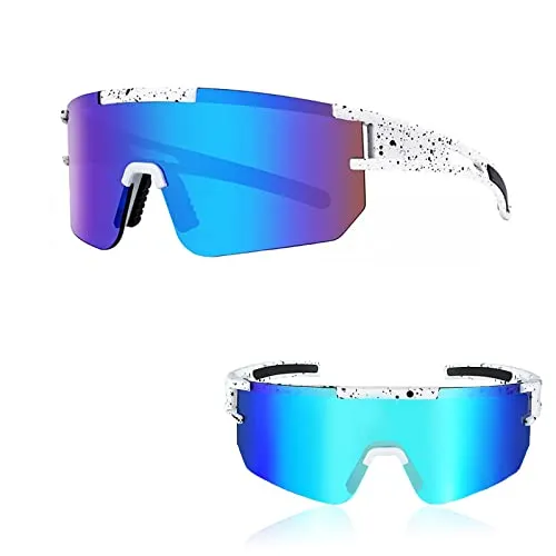 Ruikdly Schnelle Brille Rave, Sportbrille Polarisiert, Sonnenbrille Fahrradbrille für Herren Damen UV 400 Schutz, Sportbrille für Outdoorsport Radfahren Fahren Laufen Golf Ski Bergsteigen Angeln