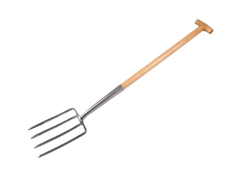 Edelstahl Spatengabel mit T-Stiel - Heugabeln aus hochwertigem Edelstahl, mit ergonomischem T-Stiel aus Eschenholz für optimalen Komfort und Langlebigkeit.
