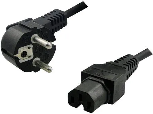 LogiLink Strom Anschlusskabel [1x Schutzkontakt-Winkelstecker - 1x Kaltgeräte-Buchse C15] 2.00m Schwarz