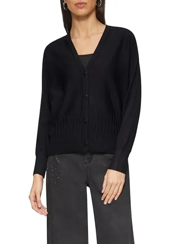 s.Oliver Strickjacke mit Strukturmuster am Saum - Modische Strickjacke aus weichem Feinstrick mit V-Ausschnitt und Knopfleiste. Die langen Fledermausärmel sorgen für einen lässigen Look, ideal für vielseitige Outfits.
