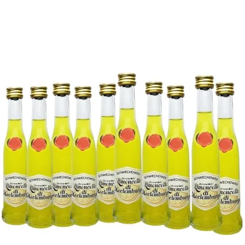 Limoncello Zitronenlikör 30% Vol, 10 x 4cl Kleine Flaschen, Feiner Limoncino | Schwechower Brennerei (1229)