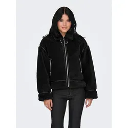 ONLY Winterjacke in Schwarz - Funktionsjacke mit Teddy-Material, seitlichen Reißverschlusstaschen und normaler Passform – ideal für kalte Tage!