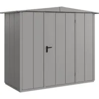 Gartenhaus Hörmann EcoStar Elegant-S Typ 1 RAL9007 - Gartenhaus mit Satteldach, grauem Metall, ideal für die sichere Aufbewahrung von Gartengeräten und Zubehör.