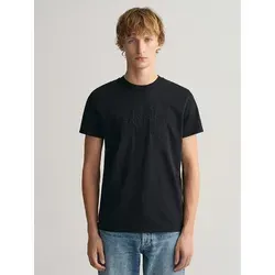 Gant Herren REG Tonal Shield SS T-Shirt - Schwarz, XL - T-Shirts für Herren mit normaler Passform und stylischem Brustprint, ideal für einen lässigen Look kombiniert mit Jeans.