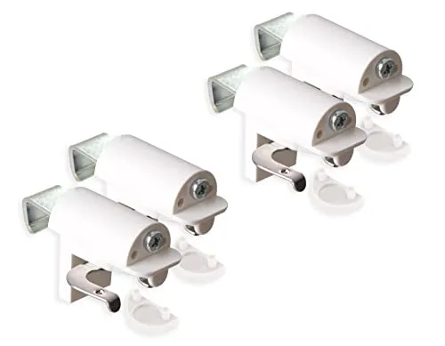 KLEMMFLEX Klemmhalter für Jalousien, Jalousie Halterung ohne Bohren, zum Klemmen, 4 Stück, weiss, stabiler Klemmträger mit Metallbügel, verstellbar von 4-25 mm, für Fenster und Balkontüren