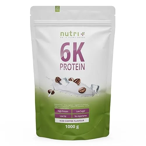 nutri+ Proteinpulver 6K Eiweiß Pulver, Iced Coffee - Veganer Proteinmix mit 6 verschiedenen Proteinquellen, ideal für Sportler und Fitnessbegeisterte. Perfekt nach dem Training für optimale Regeneration.
