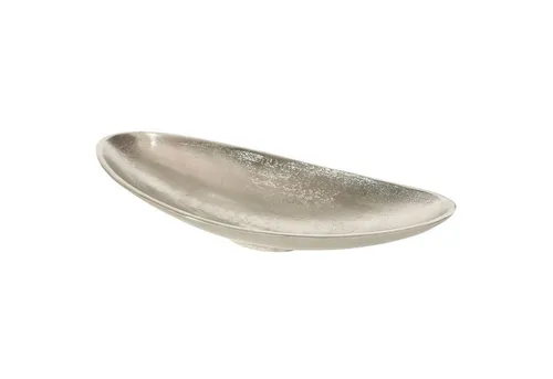 Boltze Schale Phönix Silber – Elegante ovale Tablettschale - Teller & Schalen: Hochwertige Schale aus Aluminium und Holz, ideal für stilvolle Dekoration und Präsentation von Snacks.