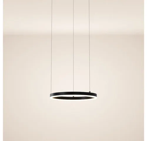 s.luce Pendelleuchte Ring 40 LED - Schwarz, Warmweiß - Moderne Pendelleuchte mit 40 cm Durchmesser, direkter und indirekter Beleuchtung und 5m Abhängung. Perfekte Farbwiedergabe (CRI 95) für ein stilvolles Ambiente.