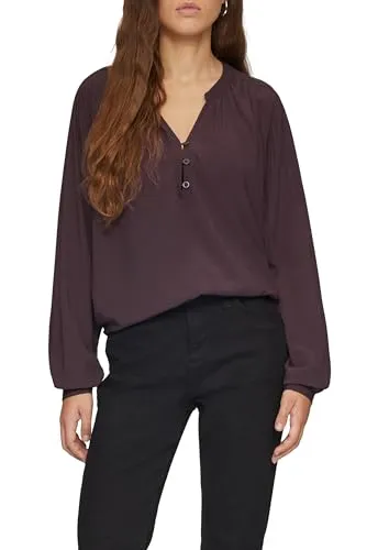 QS Bluse Langarm - Damenblusen mit Tunika-Ausschnitt, langen Ärmeln und eleganten Manschetten. Die Raffung verleiht der Bluse eine feminine Note und sorgt für einen bequemen Regular Fit.