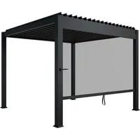 Juskys Pergola Lamellendach Tahiti 3 x 3 m mit Seitenwand Anthrazit - Die Juskys Lamellendach Pergola Tahiti 3 x 3 m bietet flexiblen Sonnenschutz für Terrasse und Balkon. Mit verstellbaren Lamellen und einer Seitenwand ist sie der ideale Begleiter für stilvolle Outdoor-Momente.