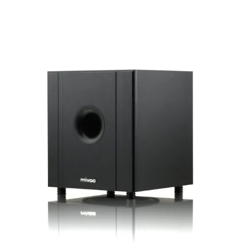 Mivoc SW1100A Schwarz - Aktiver Subwoofer - Subwoofer mit 25cm Langhubchassis und strömungsoptimiertem Bassreflex für beeindruckenden Klang, ausgezeichnet als Preis-Leistungssieger.