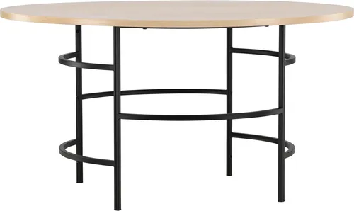 Venture Home Esstische Copenhagen Weißwäsche - Esstisch im skandinavischen Design mit 140 cm Durchmesser, weißgewaschene Tischplatte und modernen schwarzen Metallbeinen – ideal für gesellige Mahlzeiten und stilvolle Einrichtung.