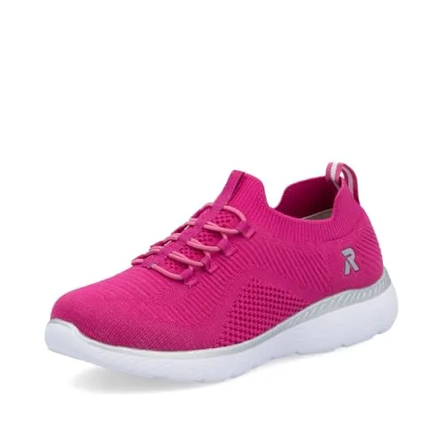 Rieker Damen Sneaker M5074 - Schlupfschuh in Pink, Größe 40 EU - Trendiger Damen Sneaker mit Gummizug für einfaches Hineinschlüpfen, weicher MemoSoft-Innensohle und rutschfester RIRICON-Sohle. Ideal für den Alltag!
