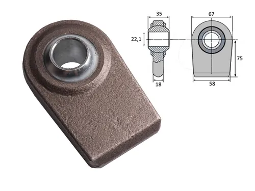 Anschweiß Kugelgelenk Anschweißauge für Unterlenker Kat.1 Anschweißkugel 22,1 mm