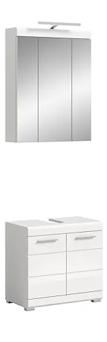 Badkombination Scout 2-teilig von xonox.home - Badmöbel-Sets in modernem Design mit weißer Nachbildung und Hochglanz-Finish, perfekt für stilvolle Badezimmer.