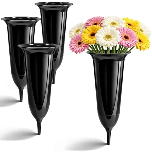 com-four® 4X Grabvasen schwarz 23 cm in schwarz von COM-FOUR