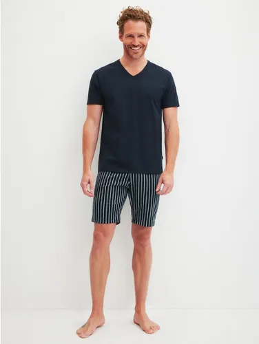 CALIDA Special Kurz-Pyjama Herren - Hochwertiger Kurz-Pyjama für Herren aus 100% Baumwolle in komfortabler Single Jersey-Qualität. V-Ausschnitt und Shorts mit elastischem Gummibund bieten optimalen Tragekomfort.