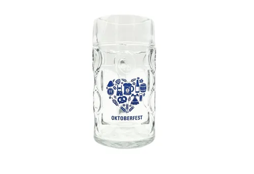 Hofbräuhaus München Bierglas HB-Maßkrug Oktoberfest Herz, 1000 ml, Glas, 1-Liter Fassungsvermögen