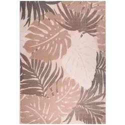 Novel Outdoorteppich Floral, Beige & Braun - 140x200 cm - Teppiche & Böden: Pflegeleichter Outdoorteppich mit Oeko-Tex® Standard 100, ideal für entspannte Stunden im Freien mit stilvollem Blätter-Design.