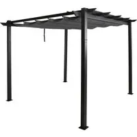 BERLINLODGE Aluminium Pergola 3x3m mit Schiebedach - Stabiler Gartenpavillon mit modernem Design, ideal für schattige Momente im Freien. Das pulverbeschichtete Aluminiumgestell sorgt für Langlebigkeit und einfache Pflege.