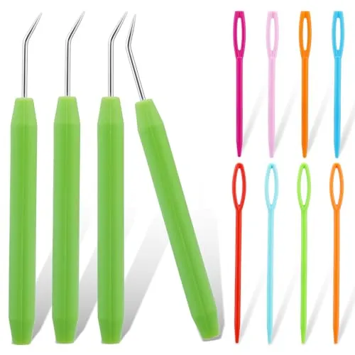 KAMAIKA Nadel Für Strickliesel, Nadel Haken Strickhaken, Strickrahmen Nadel Set mit Stricknadeln, Strickrahmen Haken Großen Augen Nähnadeln, Loom Knitting Hook für Strick Handwerk