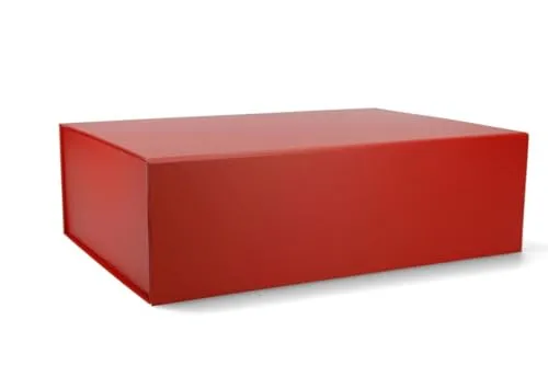 ideas in boxes Premium Geschenkbox mit Deckel, faltbar, Geschenkkarton, Magnetbox, Geschenkverpackung für Weihnachten & Geburtstag, Magnetfaltbox, Rot matt, 33x22x10cm