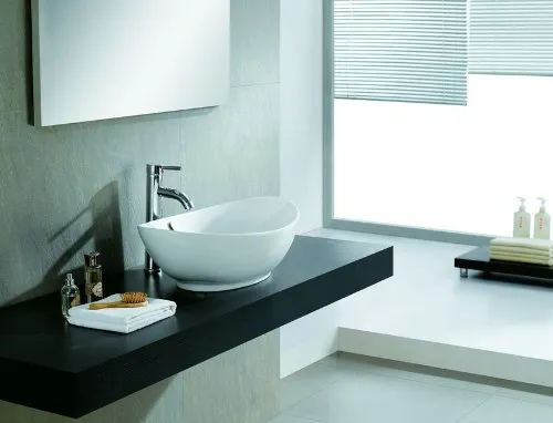 Aufsatzwaschtisch AW2010 - Waschschalen - Hochwertiger Aufsatz-Waschtisch aus Sanitärkeramik, ideal für eine unkomplizierte Montage und perfekt für alle Konsolen. Inklusive Überlauf und passende Ablaufgarnitur.